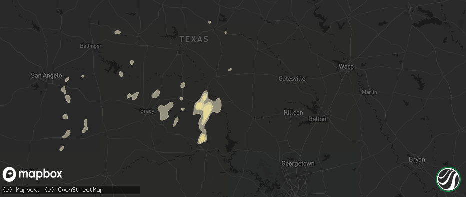 Hail map in Lometa, TX on June 19, 2026