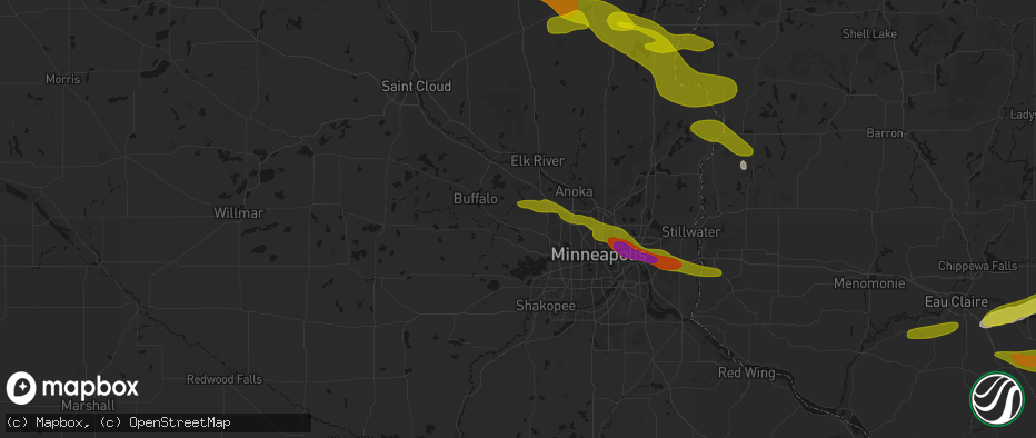 Hail map in Loretto, MN on June 19, 2026
