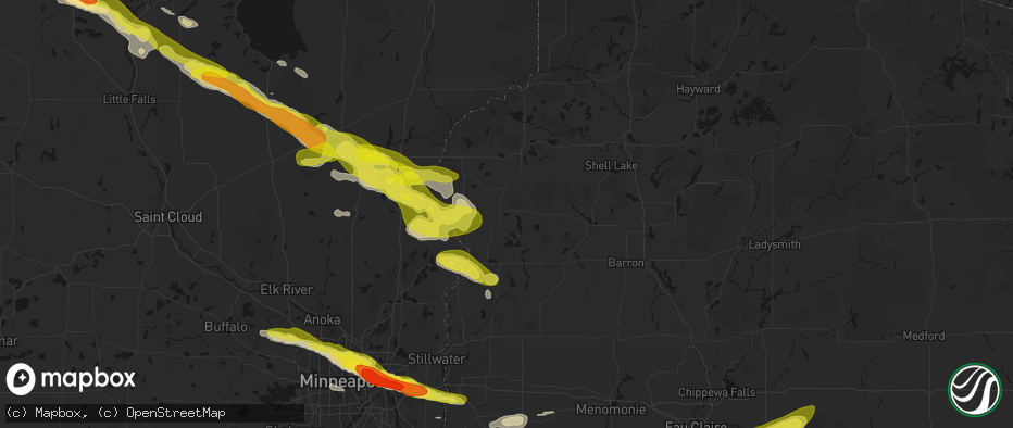 Hail map in Luck, WI on June 19, 2026
