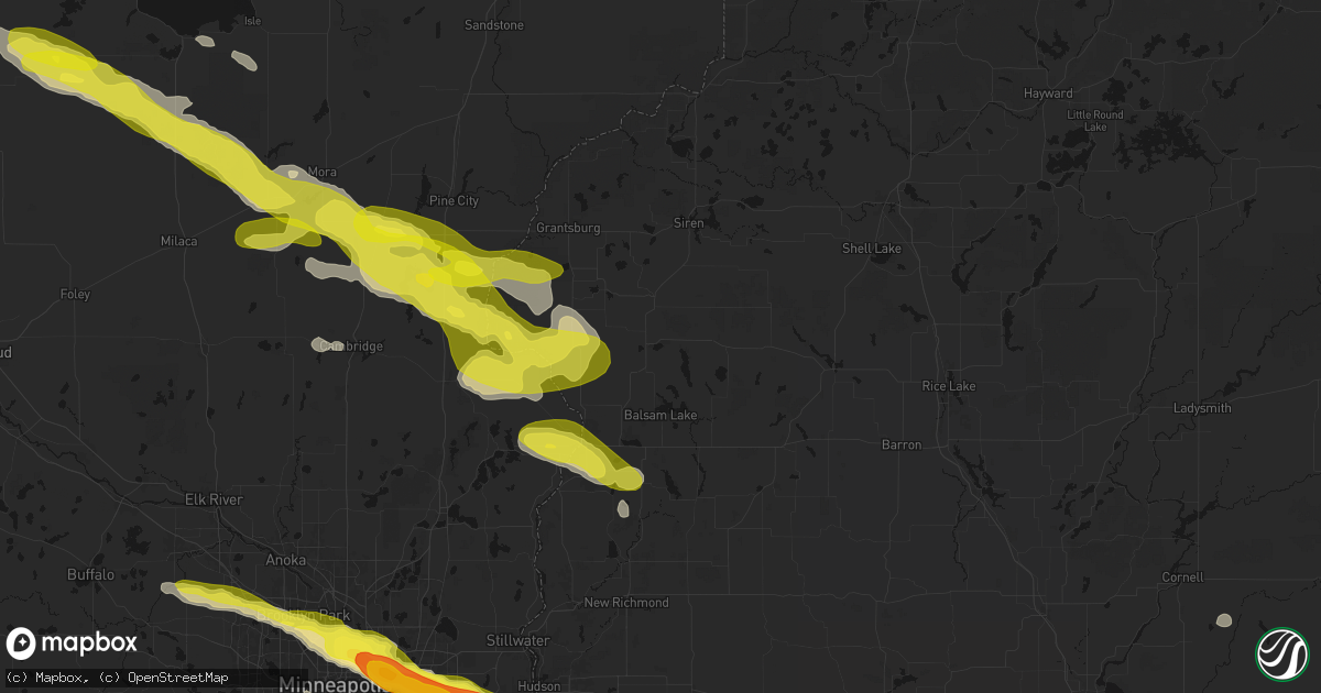 Hail map in Luck, WI on June 19, 2026