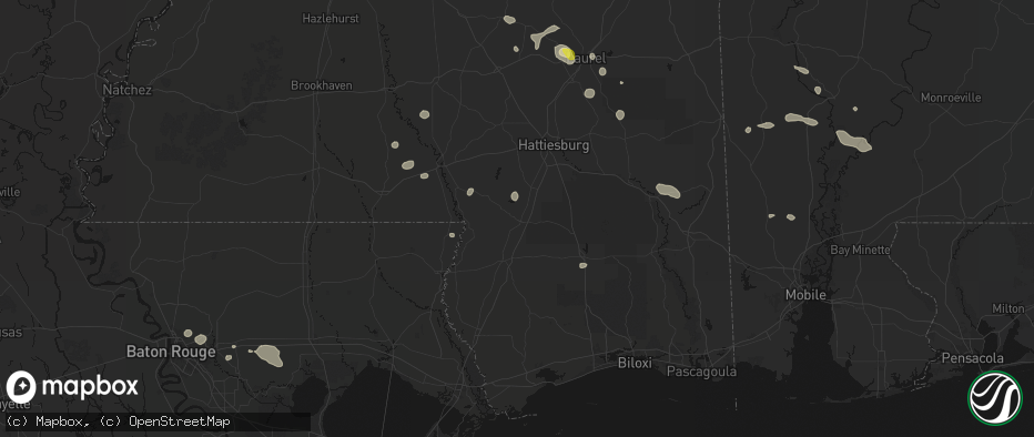 Hail map in Lumberton, MS on June 19, 2026