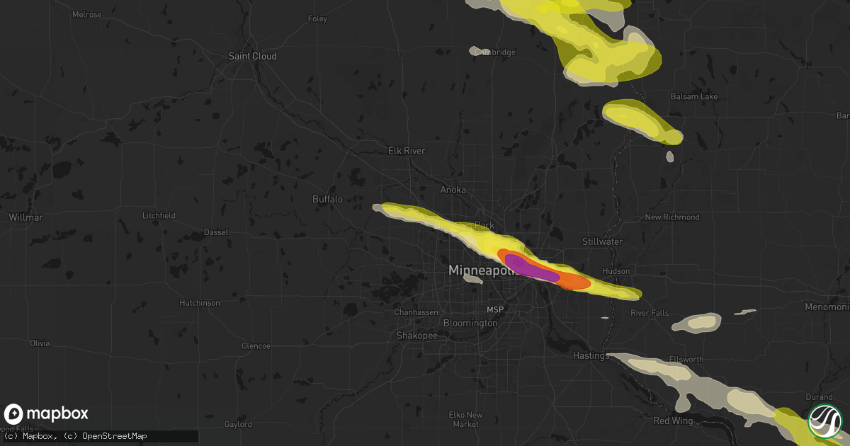 Hail map in Maple Grove, MN on June 19, 2026
