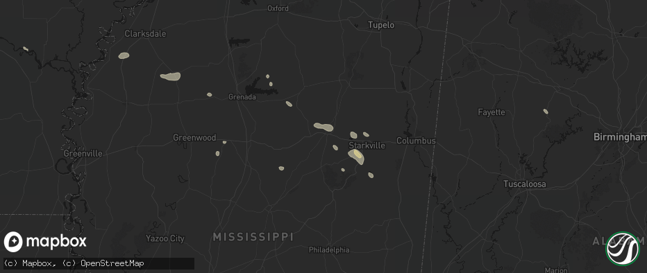 Hail map in Mathiston, MS on June 19, 2026