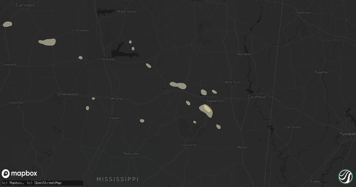 Hail map in Mathiston, MS on June 19, 2026