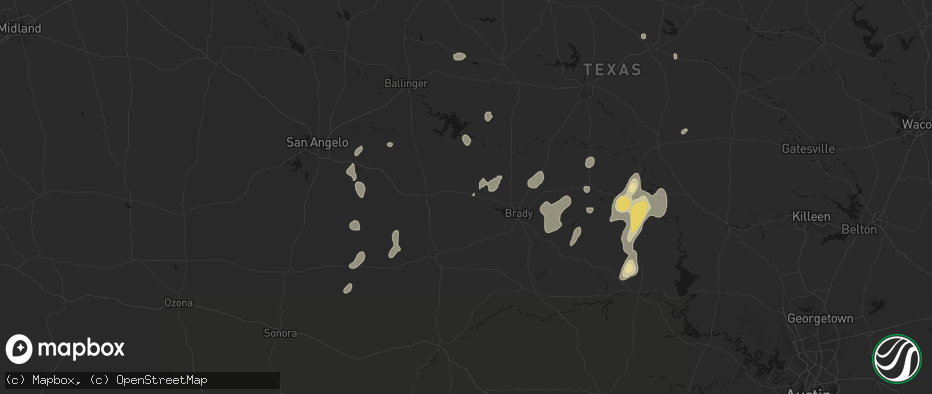 Hail map in Melvin, TX on June 19, 2026