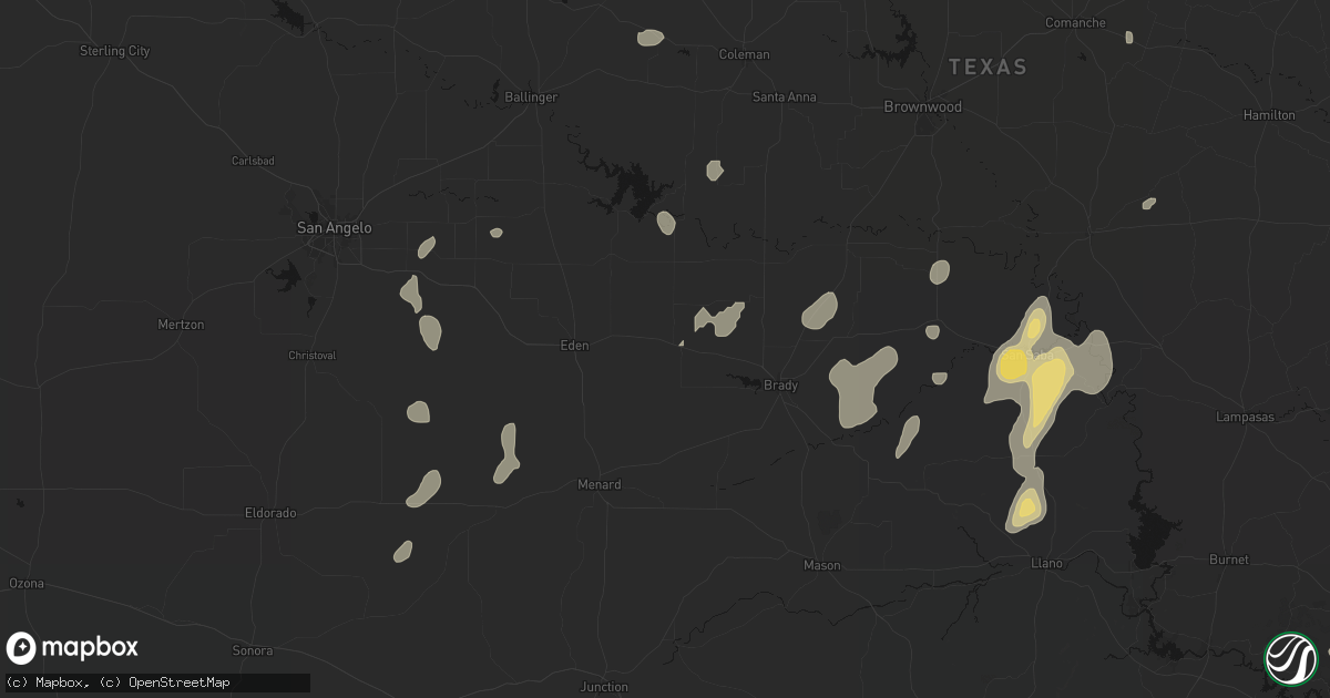 Hail map in Melvin, TX on June 19, 2026