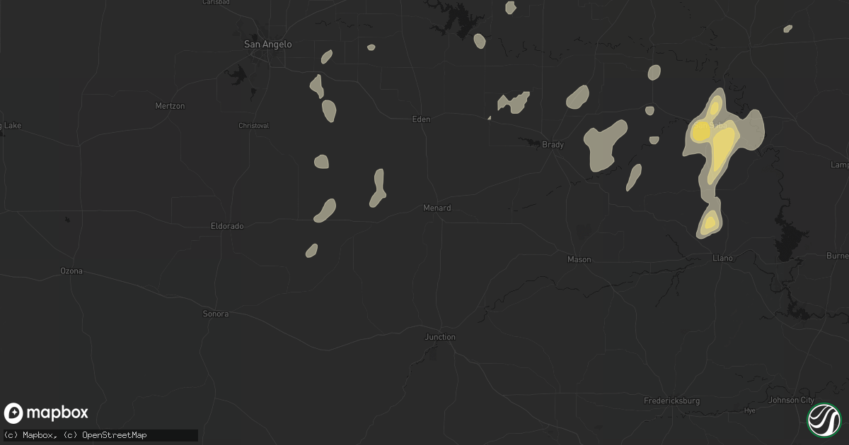 Hail map in Menard, TX on June 19, 2026