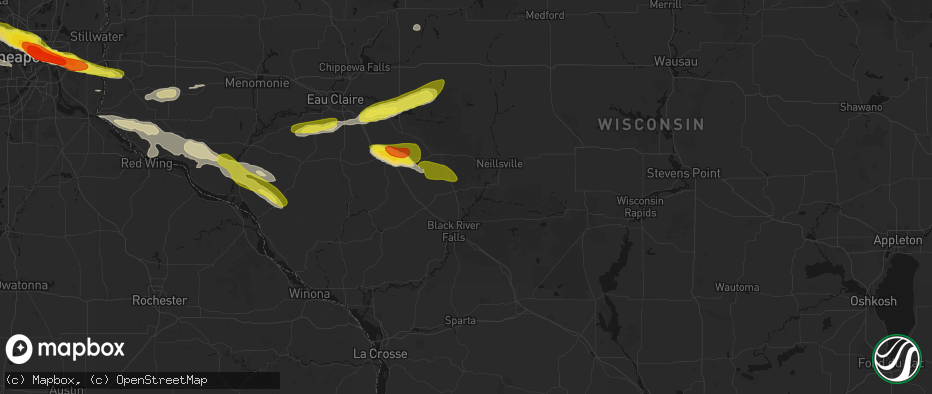 Hail map in Merrillan, WI on June 19, 2026