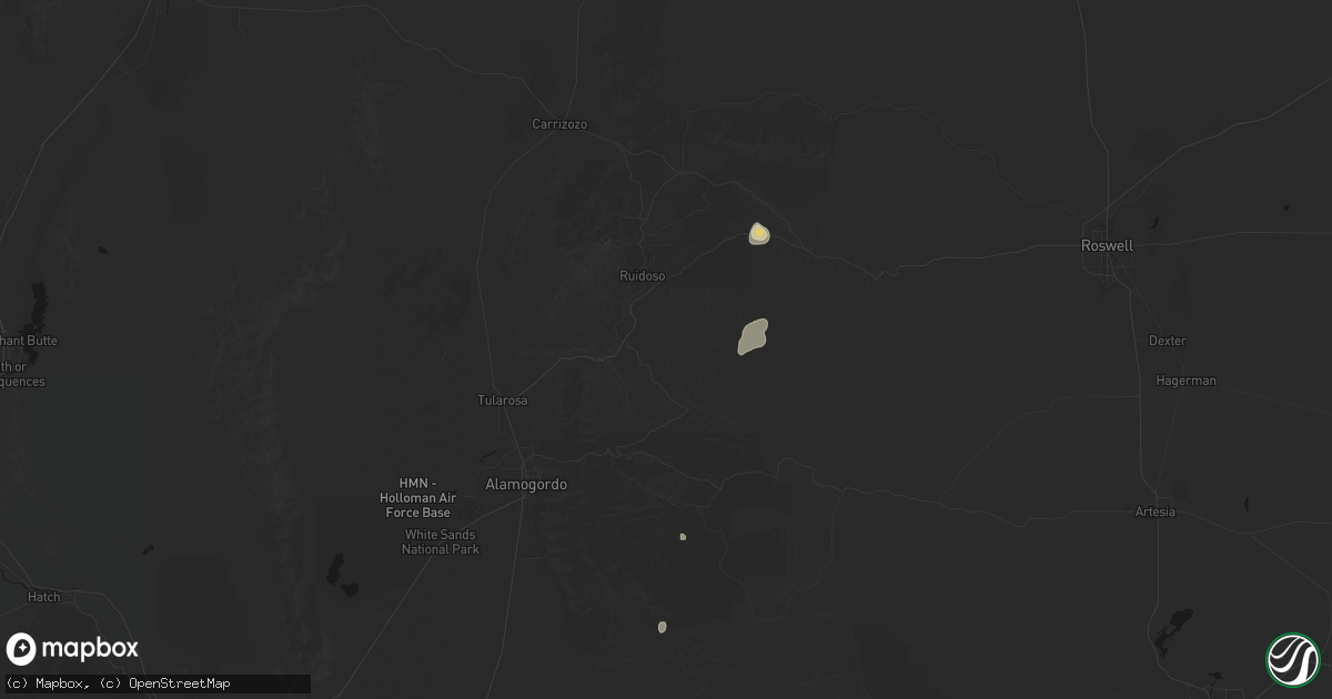 Hail map in Mescalero, NM on June 19, 2026