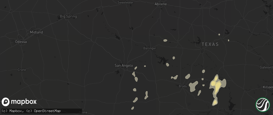 Hail map in Miles, TX on June 19, 2026