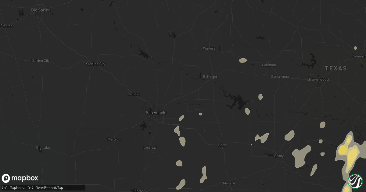Hail map in Miles, TX on June 19, 2026