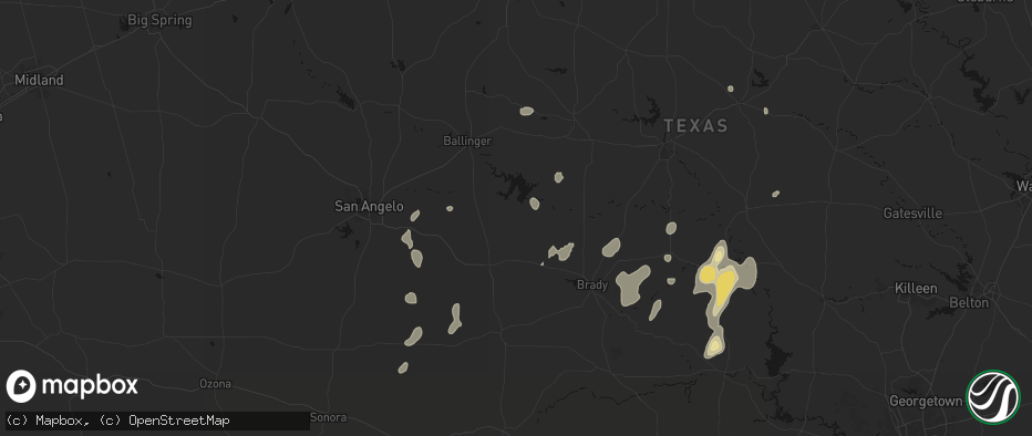 Hail map in Millersview, TX on June 19, 2026