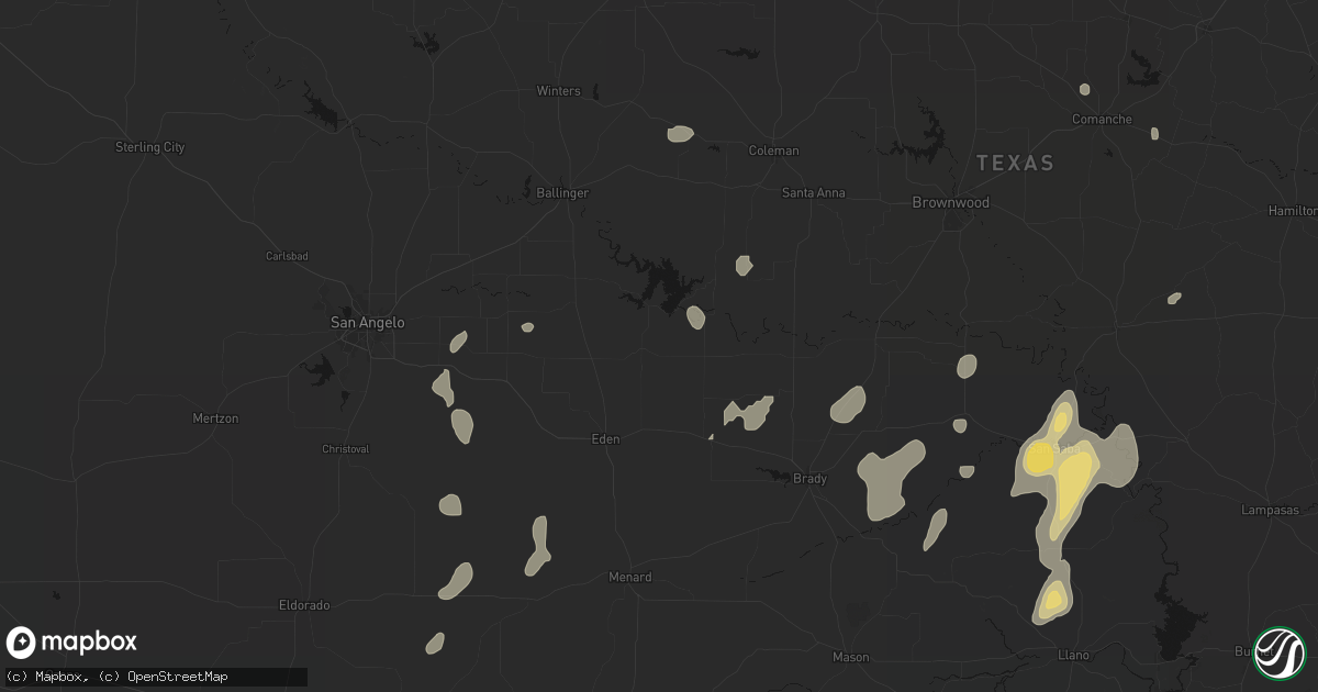Hail map in Millersview, TX on June 19, 2026