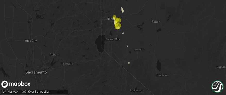 Hail map in Minden, NV on June 19, 2026