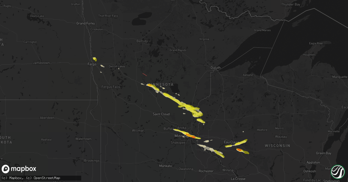 Hail map in Minnesota on June 19, 2026