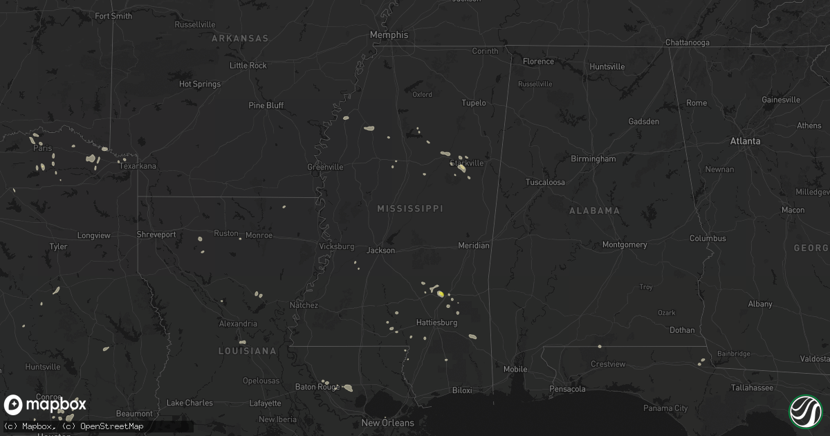 Hail map in Mississippi on June 19, 2026