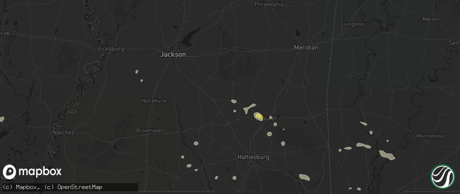 Hail map in Mize, MS on June 19, 2026