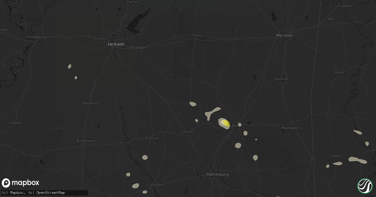 Hail map in Mize, MS on June 19, 2026
