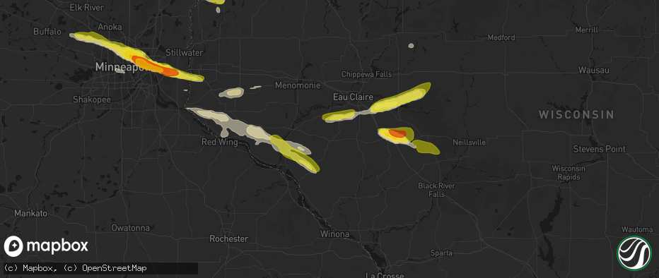 Hail map in Mondovi, WI on June 19, 2026