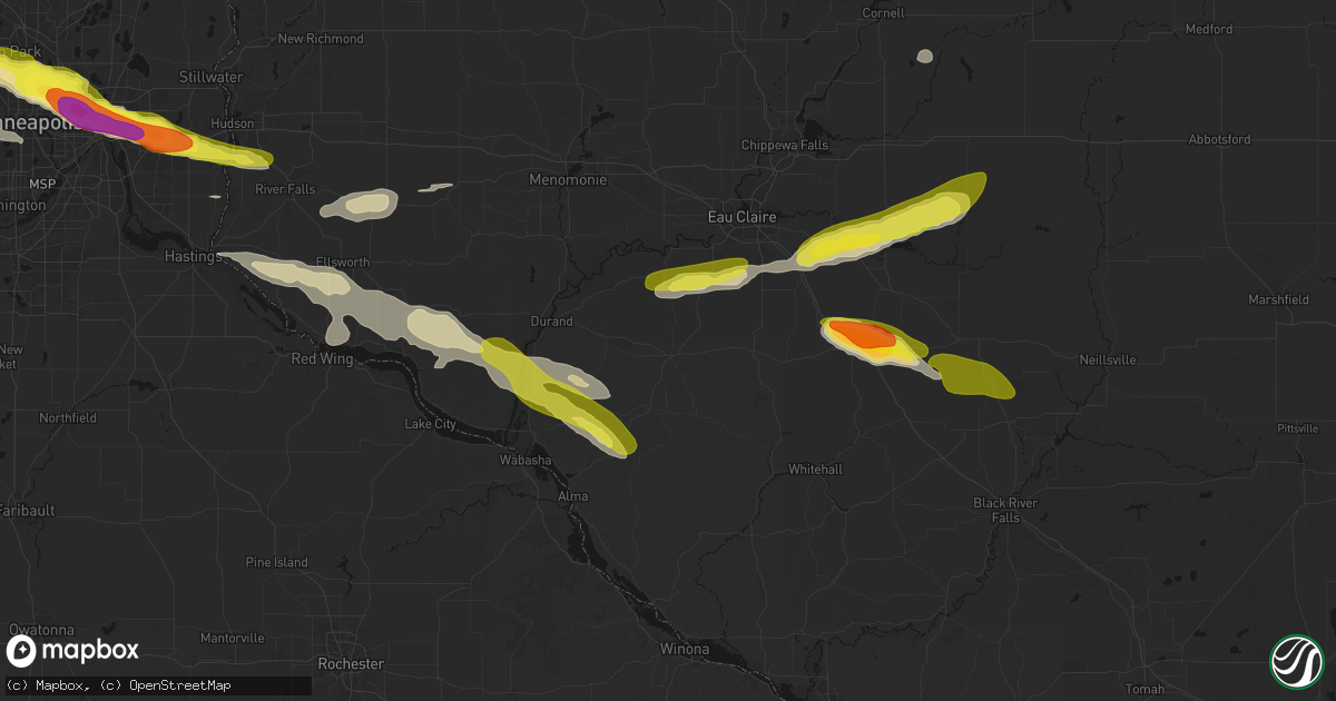 Hail map in Mondovi, WI on June 19, 2026