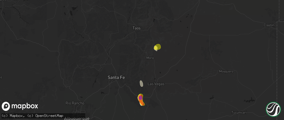 Hail map in Mora, NM on June 19, 2026