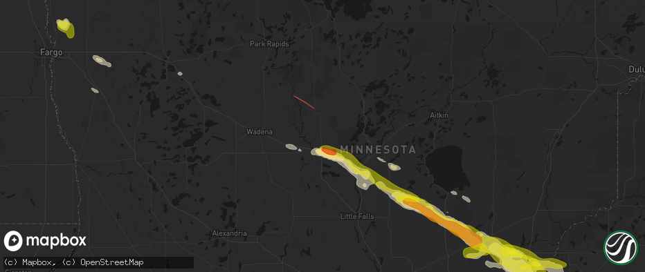 Hail map in Motley, MN on June 19, 2026