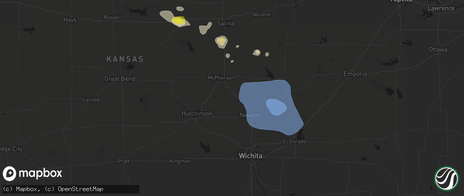 Hail map in Moundridge, KS on June 19, 2026