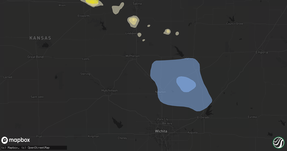 Hail map in Moundridge, KS on June 19, 2026