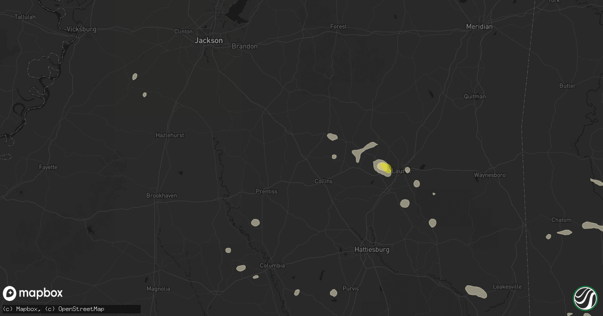 Hail map in Mount Olive, MS on June 19, 2026