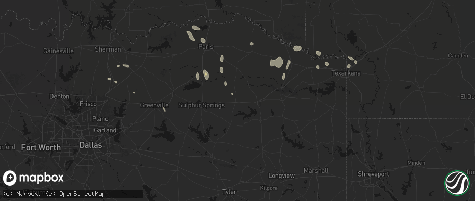 Hail map in Mount Vernon, TX on June 19, 2026