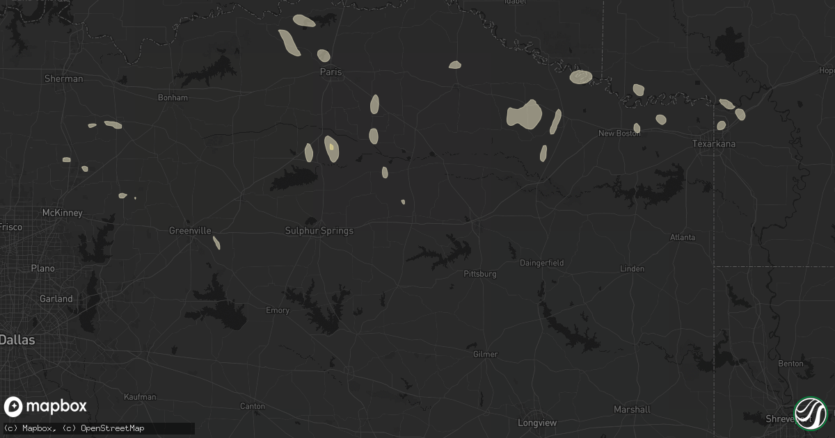 Hail map in Mount Vernon, TX on June 19, 2026