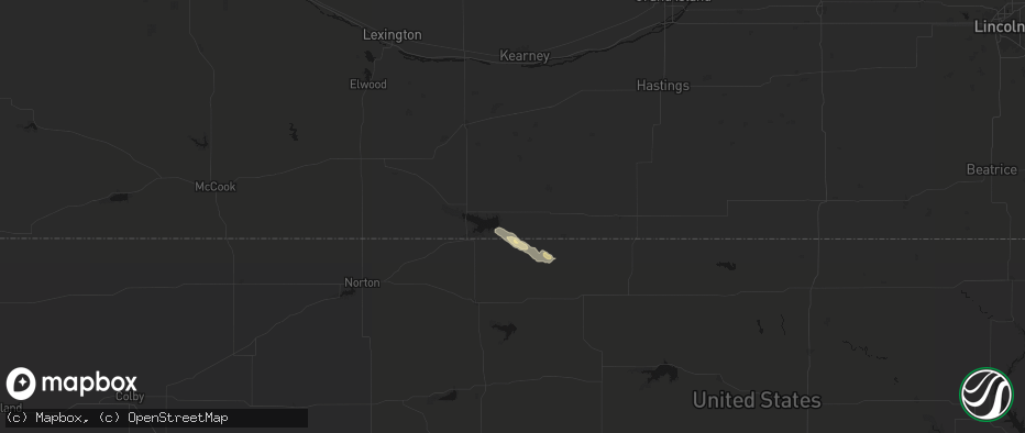 Hail map in Naponee, NE on June 19, 2026