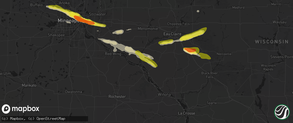 Hail map in Nelson, WI on June 19, 2026