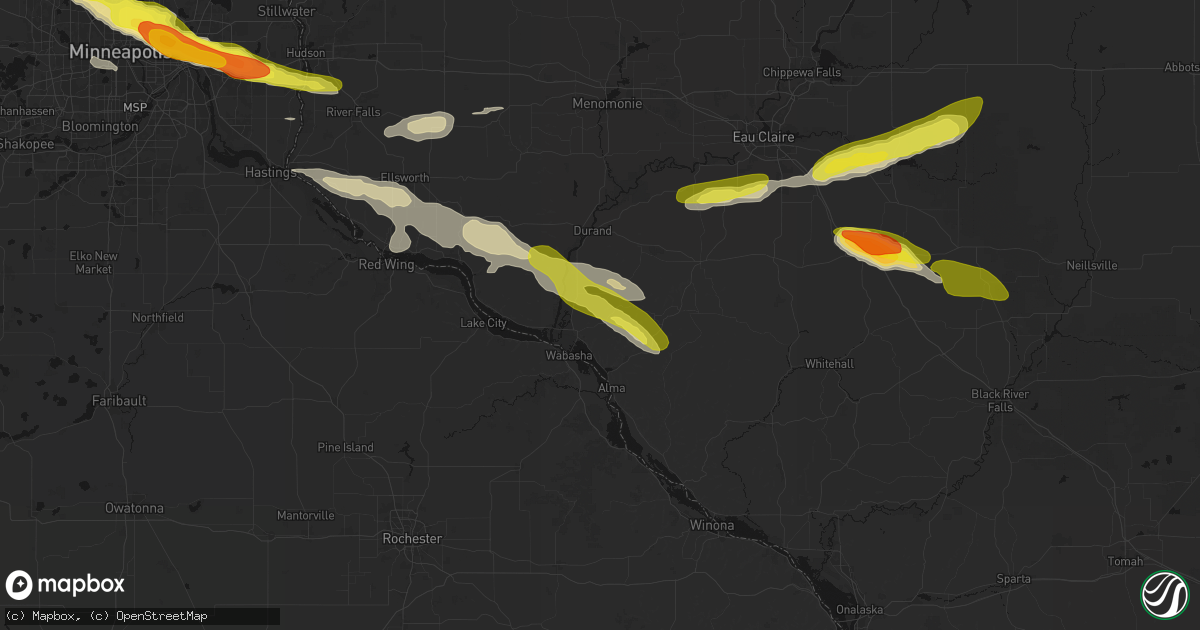 Hail map in Nelson, WI on June 19, 2026