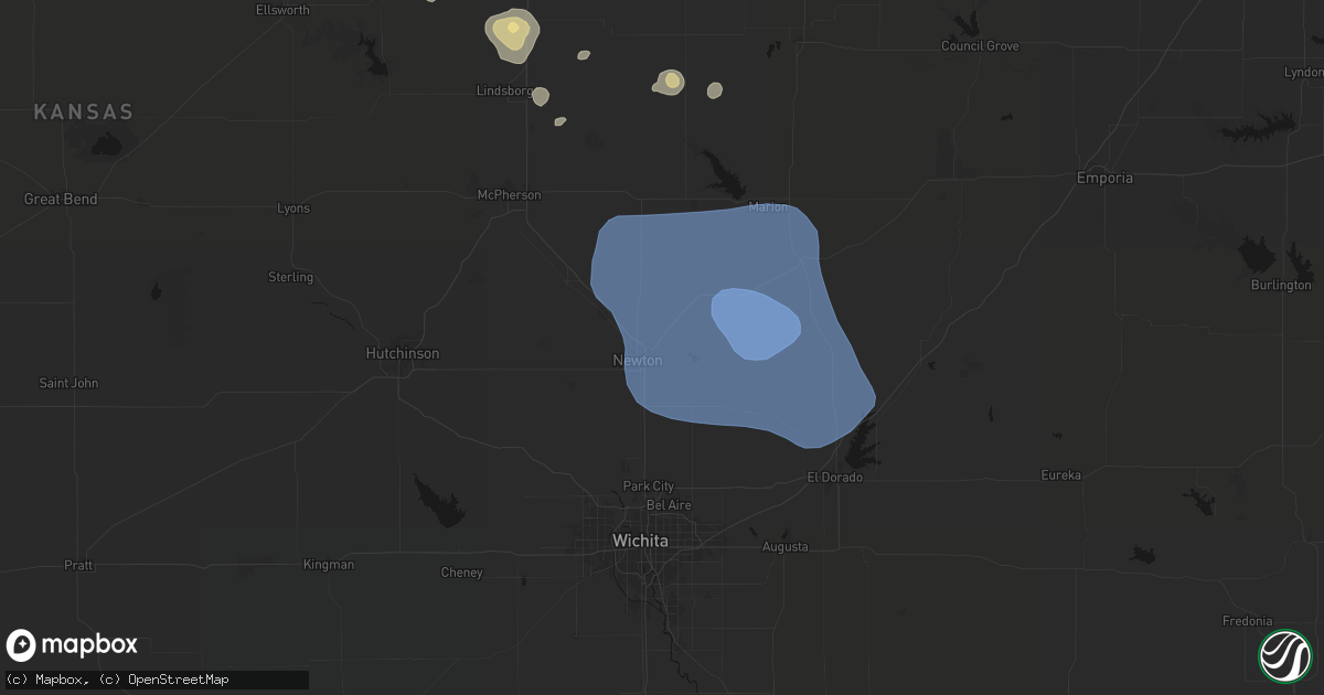 Hail map in Newton, KS on June 19, 2026