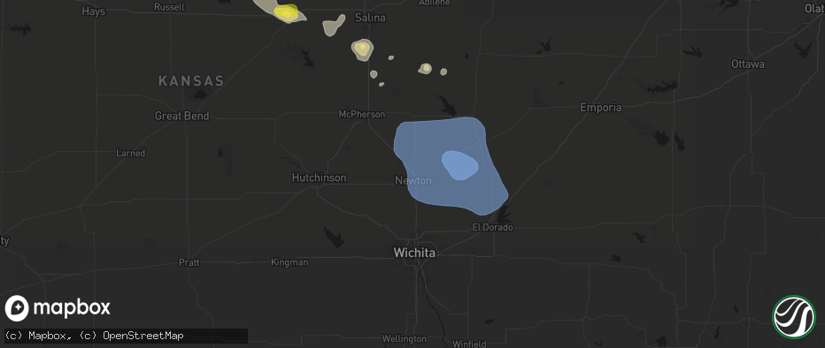 Hail map in North Newton, KS on June 19, 2026