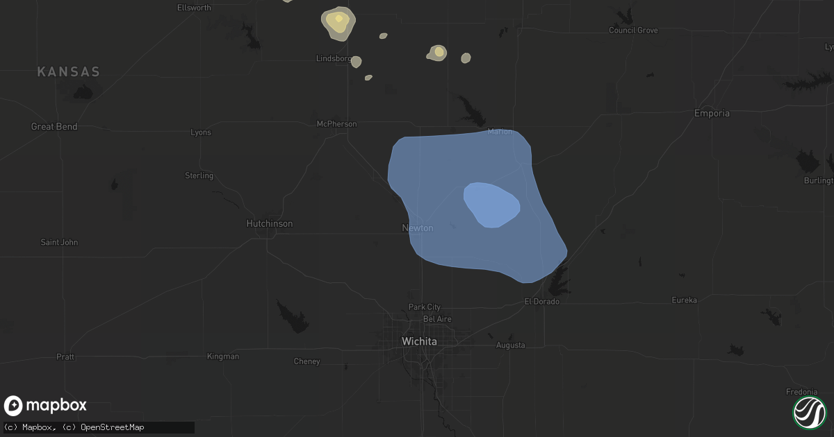 Hail map in North Newton, KS on June 19, 2026