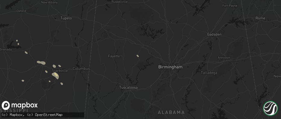 Hail map in Oakman, AL on June 19, 2026