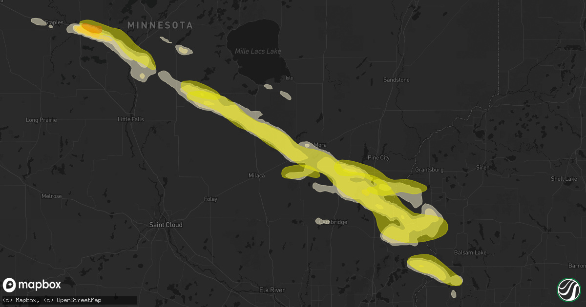 Hail map in Ogilvie, MN on June 19, 2026
