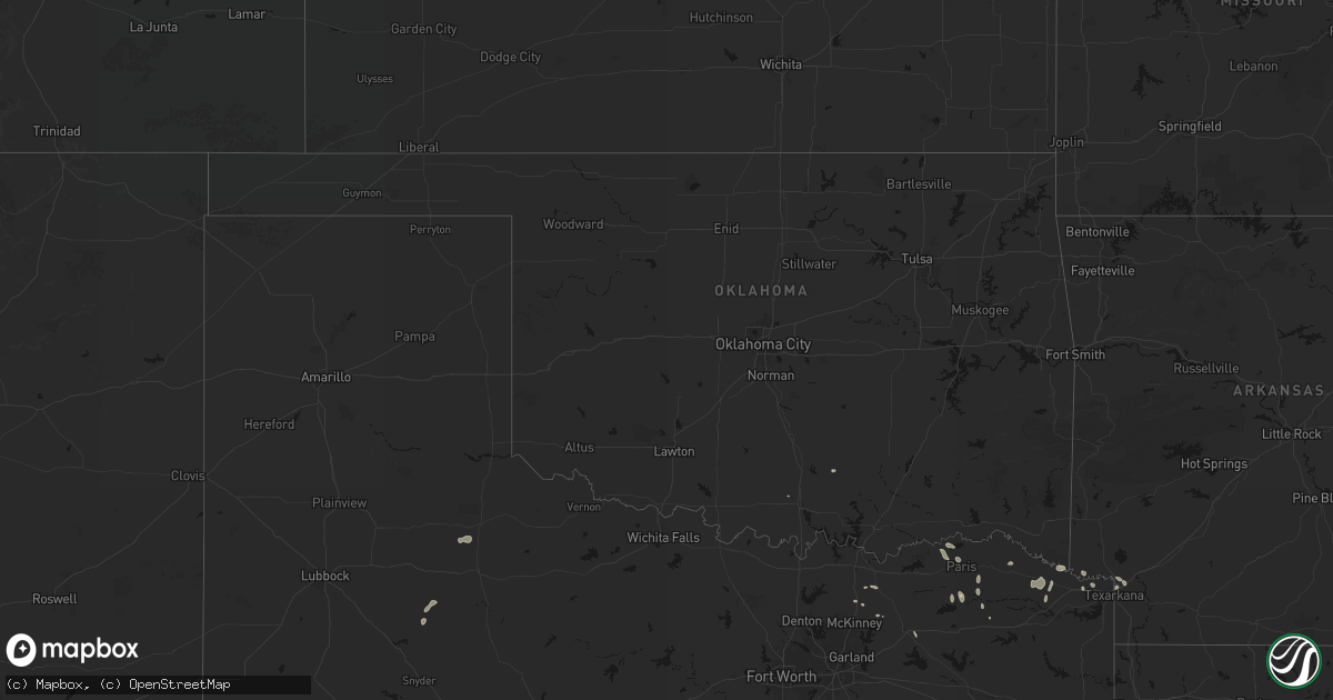 Hail map in Oklahoma on June 19, 2026
