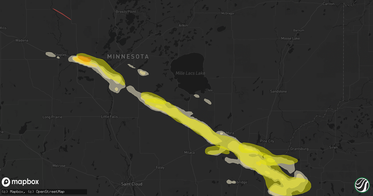 Hail map in Onamia, MN on June 19, 2026
