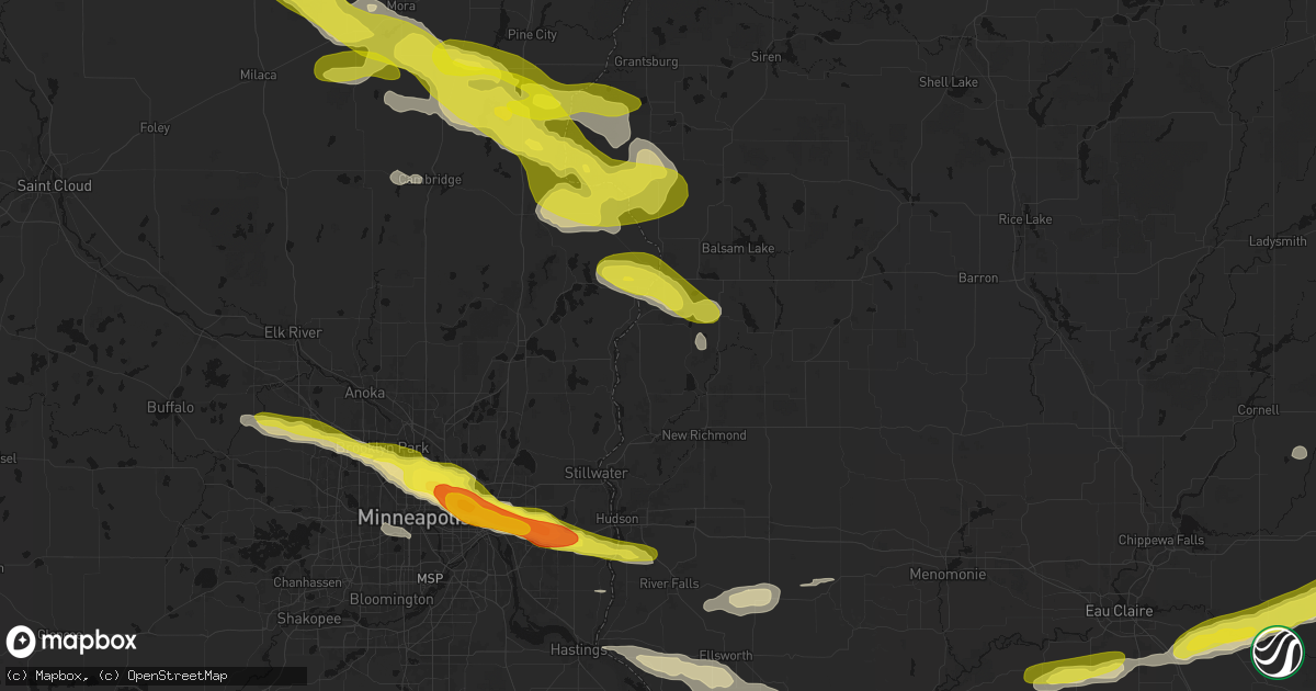 Hail map in Osceola, WI on June 19, 2026