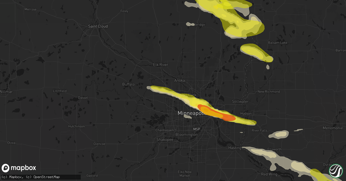 Hail map in Osseo, MN on June 19, 2026