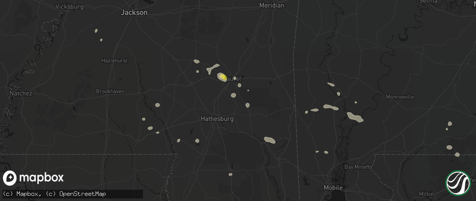 Hail map in Ovett, MS on June 19, 2026