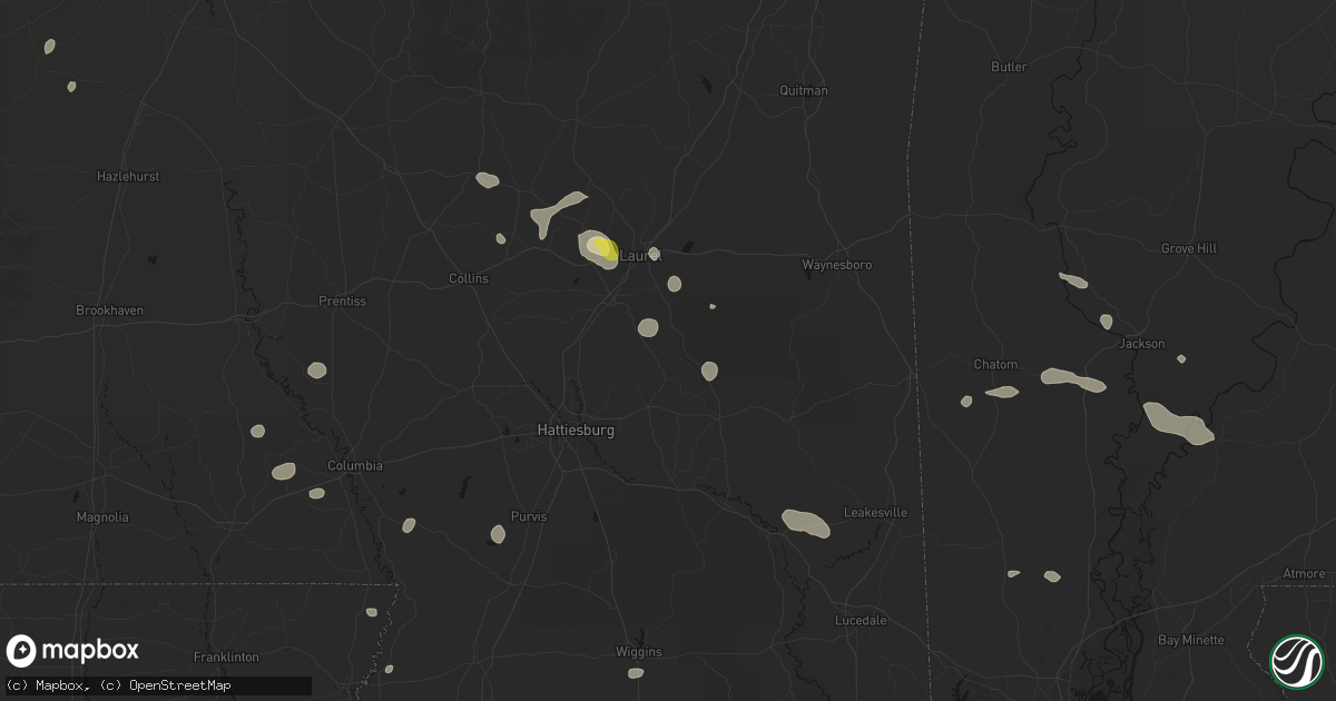 Hail map in Ovett, MS on June 19, 2026