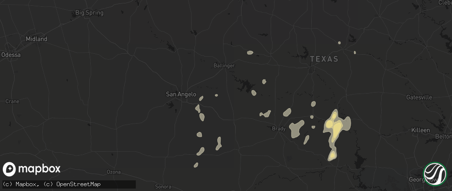Hail map in Paint Rock, TX on June 19, 2026