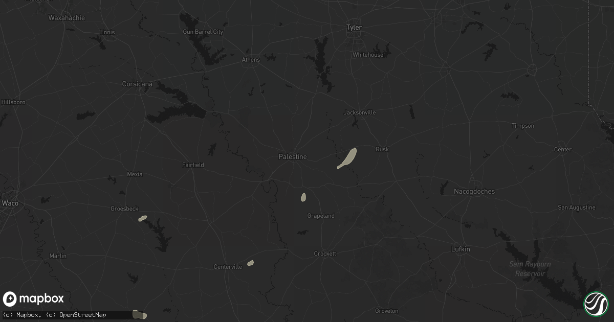 Hail map in Palestine, TX on June 19, 2026