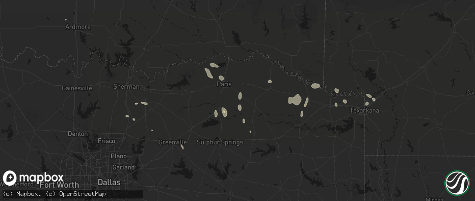 Hail map in Pattonville, TX on June 19, 2026