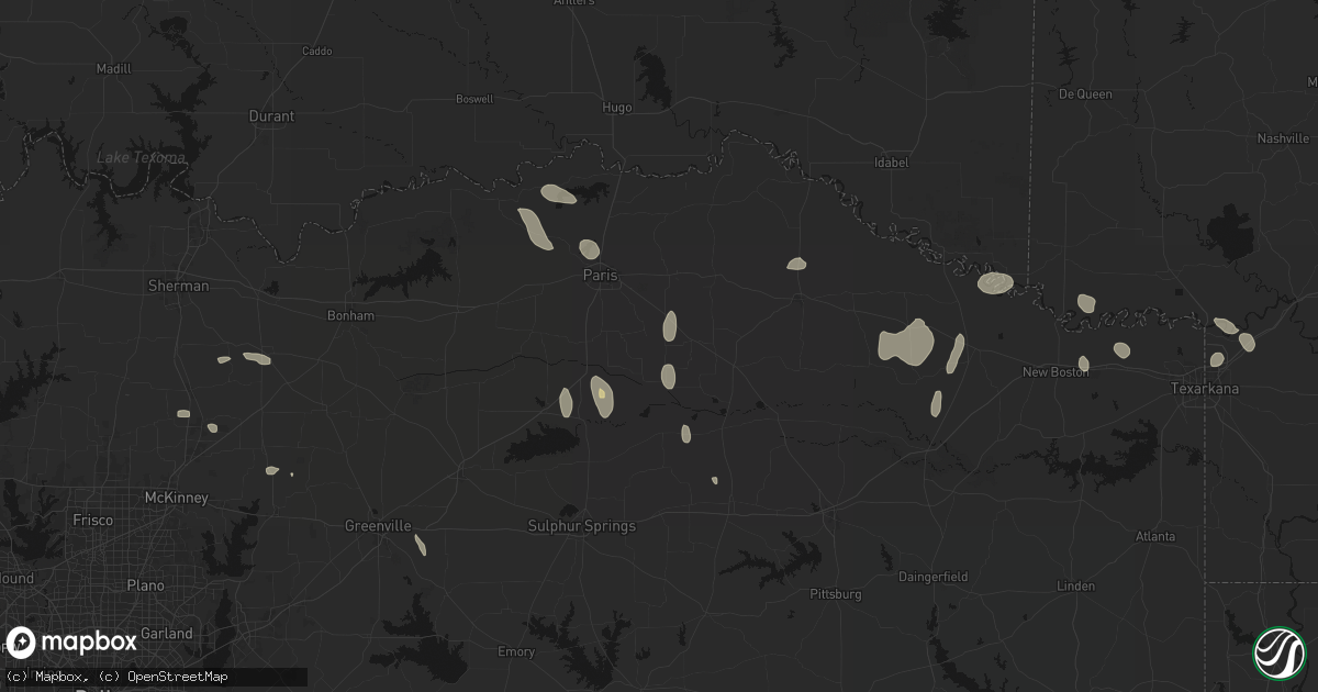 Hail map in Pattonville, TX on June 19, 2026