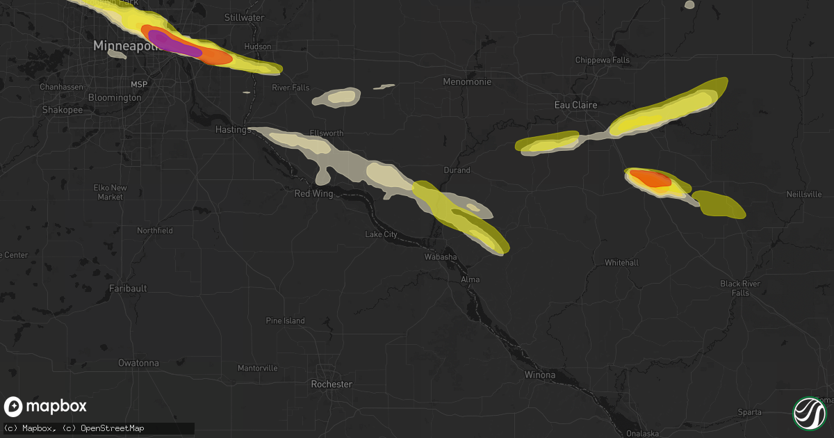 Hail map in Pepin, WI on June 19, 2026